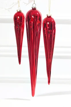 9.5" Red Finial Glass Ornament