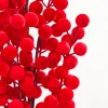33" Red Flocked Berry Spray