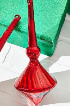 10" Red Glass Drop Ornament
