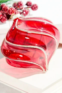4" Red Glass Swirl Onion Ornament