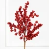 20" Red Glitter Berry Spray