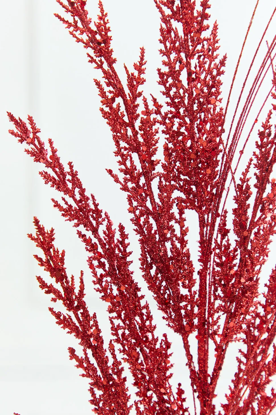 31" Red Glitter Cedar Grass Spray