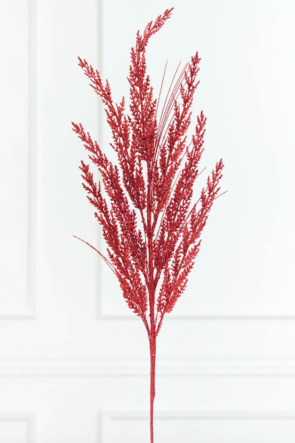 31" Red Glitter Cedar Grass Spray