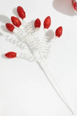 20.5” Red Glitter Christmas Light Bulbs Spray