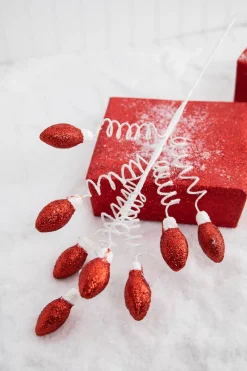 20.5” Red Glitter Christmas Light Bulbs Spray