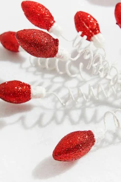 20.5” Red Glitter Christmas Light Bulbs Spray