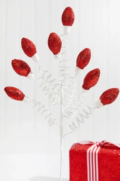 20.5” Red Glitter Christmas Light Bulbs Spray