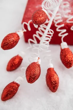20.5” Red Glitter Christmas Light Bulbs Spray