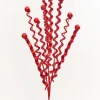 28" Red Glitter Curly Spray
