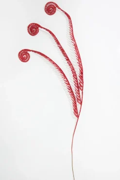 50" Red Glitter Curly Spray
