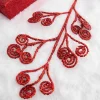 26” Red Glitter Curly Stem