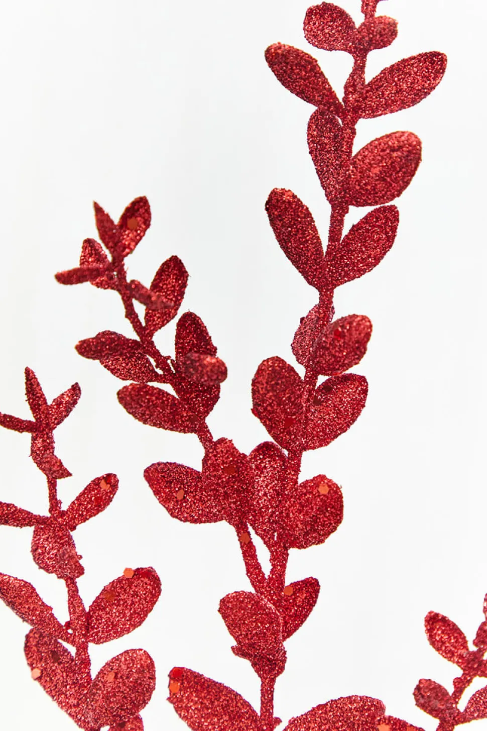 30" Red Glitter Eucalyptus Spray