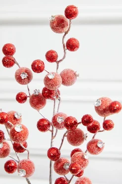 18” Red Glitter Pomegranate Berry Pick