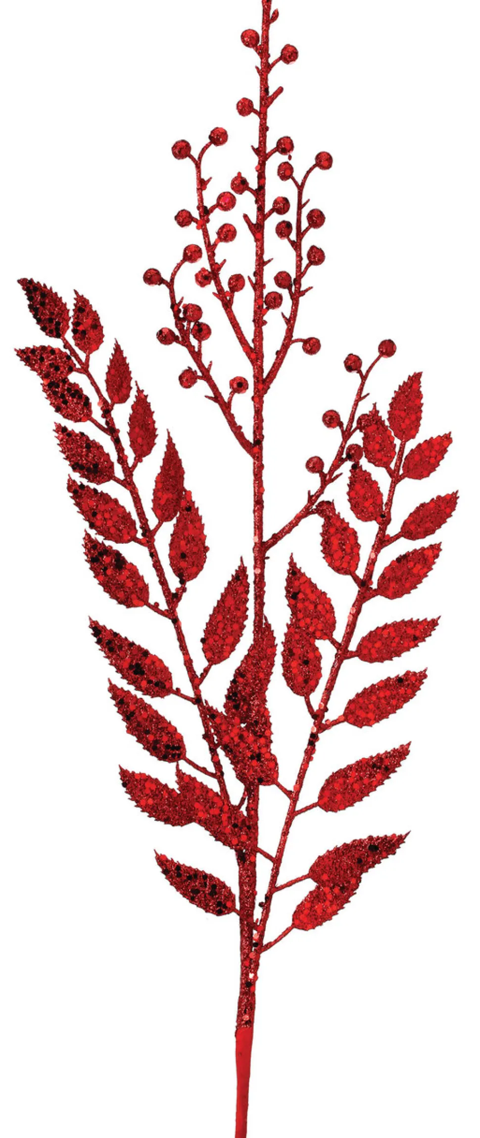 29” Red Glitter Smilax Berry Spray