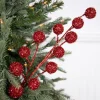 26” Red Glitter Tinsel Ball Spray