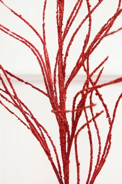 45" Red Glitter Willow Spray