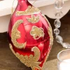 4" - 6" Red & Gold Beaded Scroll Glass Ornament
