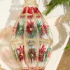 4"-6" Red/Green Faceted Glass Ball/Finial Ornament