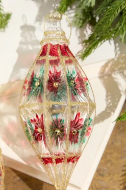 4"-6" Red/Green Faceted Glass Ball/Finial Ornament