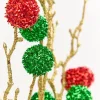 30" Red, Green & Gold Twig Ball Spray