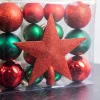 Red & Green Shatterproof Ornament & Star Set - 15 Ct
