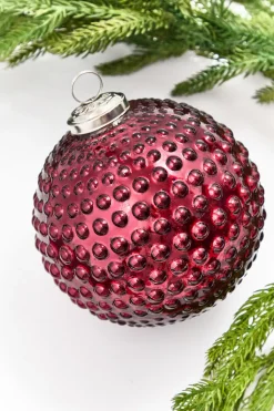 5" Red Hobnail Glass Ornament