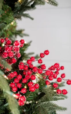 29” Red Iced Crabapple Christmas Sprays (Weather Resistant)