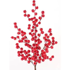 29” Red Iced Crabapple Christmas Sprays (Weather Resistant)