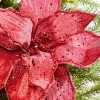 22" Red Iced Poinsettia Stem
