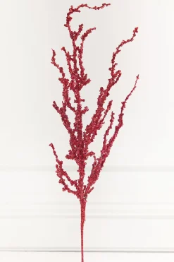 32" Red Iced Sequin Bead Spray