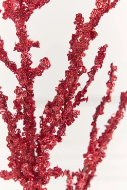 32" Red Iced Sequin Bead Spray