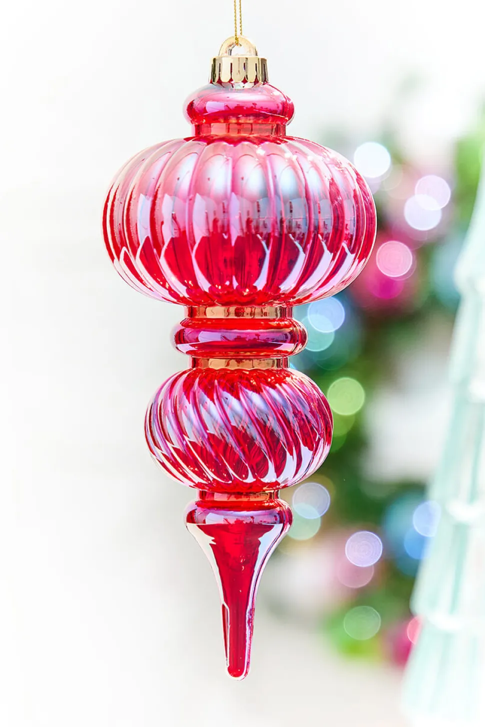 10" Red Iridescent Chandelier Ornament