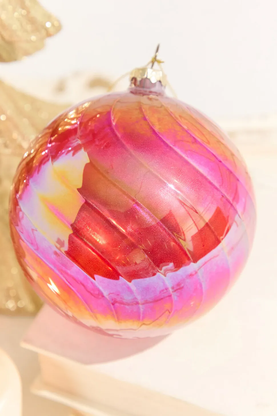 4" Red Luster Ball Ornament