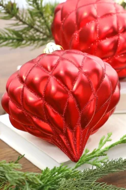 6” Red Matte Diamond - Onion Finial - Set of 2