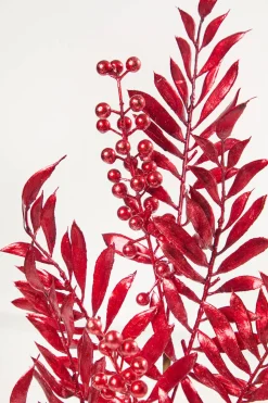 30" Red Metallic Pepperberry Stem