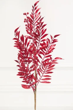 30" Red Metallic Pepperberry Stem