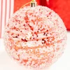 4" Red Sequin Iced Ball Ornament