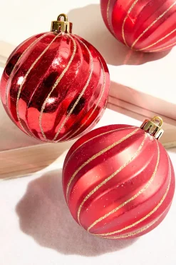 3" Red Shatterproof Boxed - Set of 6
