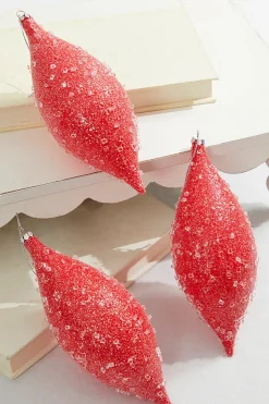 7" Red Sugar Iced Finial Ornament