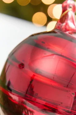 5" - 8" Red Swirl Blown Glass Ornament