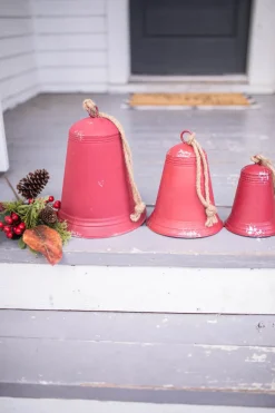 Red Tin Bells - Set of 3