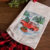 Red Truck Buffalo Plaid Ruffle Tea Towel