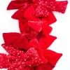 48" Red Velvet Sequin Bow Garland