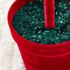 36" Red Velvet Sequin Bow Potted Ball Topiary