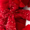 30" Red Velvet Sequin Bow Wreath