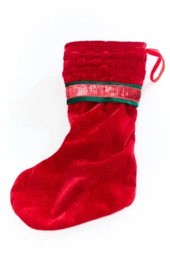 20" Red Velvet with Braided Cuff Stocking