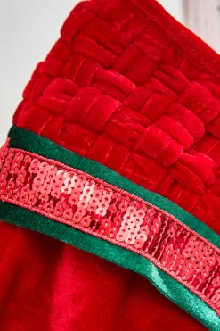 20" Red Velvet with Braided Cuff Stocking