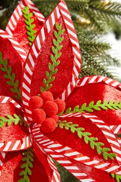 22" Red, White and Green Velvet Stem