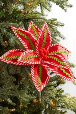 22" Red, White and Green Velvet Stem