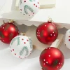 5" Red/White Christmas Ball Ornaments - Set of 6